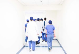 Sterile medical team walks away